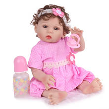 Кукла-реборн NPK, 18 дюймов, в розовом платье, силиконовые детские волосы, Анатомически правильные 2024 - купить недорого