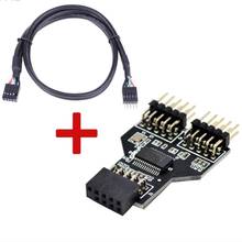 Adaptador de Cable de extensión para placa base, conector USB 2,0 de 9 pines, divisor de encabezado de interfaz, 1 a 2, para Bluetooth RGB 2024 - compra barato