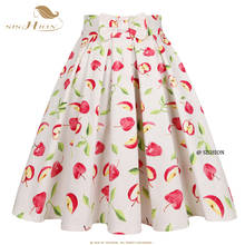 SISHION 2021 фрукты Отпечатано Хлопковая женская летняя юбка SS0012 размера плюс винтажная одежда Faldas Cortas юбка с завышенной талией, плиссированные юбки 2024 - купить недорого