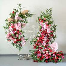 Accesorios personalizados para arreglos florales de boda, hilera de flores artificiales, arco Floral de seda roja, decoración para fiesta de boda, diseño de ventana 2024 - compra barato