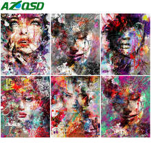 Azqsd pintura por número de tela, 40x50cm, pintura abstrata de arte retrato, presente diy com números, decoração de casa para menina 2024 - compre barato