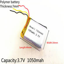 3 líneas de 3,7 V, 1050mAh, 703444 li-po polímero de litio, baterías recargables de iones de litio para Mp3, MP4, MP5, GPS, móvil, bluetooth 2024 - compra barato
