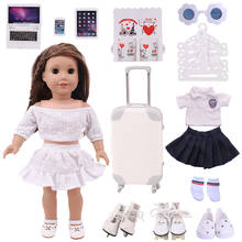 Doll Clothes White Uniform,Skate Shoes,Plush Pet Fit 18 Inch American & 43cm Reborn Baby Accessories,Generation Girls Play Toys 2024 - buy cheap
