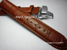 Pulseira de relógio de couro legítimo de bezerro feita à mão vintage portátil 20 22mm marrom acessórios de pulseira com fivela borboleta 2024 - compre barato