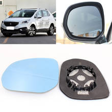 Para peugeot 3008 porta de visão lateral do carro grande-angular espelho retrovisor vidro azul com base aquecida 2 peças 2024 - compre barato