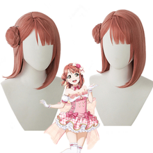 LoveLive-Peluca de cabello sintético para Cosplay, cabellera artificial resistente al calor con moño, color marrón rojizo, PDP, Uehara Ayumu 2024 - compra barato