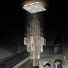 Роскошные хрустальные подвесные светильники, хит продаж, светодиодные Современные хрустальные подвесные светильники для чердака, лампа для лестницы 2024 - купить недорого
