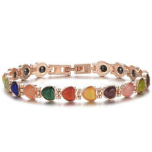 2021 Women Jewelry Health Care Magnet Inlay Chain Bracelet Golden Heart Cut Opal Tennis Bracelets for Women Sterilizing Bracelet 2024 - buy cheap