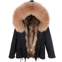 women real fur coat winter jacket  natural raccoon fur collar warm thick parkas 2020 new Natural fur lining parka coat 2024 - buy cheap