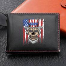 Skull in Hat Black Leather Wallets PU Solid Casual Wallet Male Multi Cards Wallet Purse Slim Holders Coin Pocket Purse Wallets 2024 - buy cheap