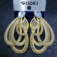 GODKI Famous Design Twist Stud Earrings For Women Wedding Cubic Zircon Brincos boucle d'oreille 2020 Trendy Bohemia Jewelry HOT 2024 - buy cheap