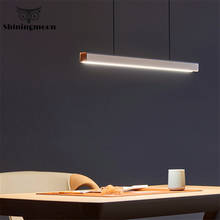 Lustre pingente moderno de madeira com linha de peixe, luminária pendente minimalista de led para bar, restaurante e escritório 2024 - compre barato