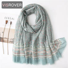 VISROVER 2021 fashion summer small flower printing viscose scarf with fringer Fashion Wraps and Shawls Summer Beach wholesales 2024 - buy cheap