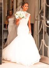Скромные свадебные платья Русалочки 2020 robe de mariee, кружевные свадебные платья с аппликацией, платье невесты ручной работы со шлейфом 2024 - купить недорого