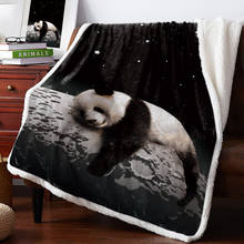 Colcha de pelúcia macia com cobertor, lua noite, céu estrelado, panda, animal, quente, escritório, sofá, colcha, drop shipping 2024 - compre barato