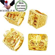 Omhxfc atacado europeu moda homem masculino festa de aniversário presente de casamento quadrado dragão pixiu redimensionável 18kt real anel de ouro ri101 2024 - compre barato