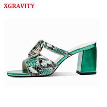 XGRAVITY Sexy Fashion Summer High Heel Pumps Sexy Elegant Women's Chunky  High Heel Sandals Woman Open Toe Snakeskin Shoes B010 2024 - buy cheap