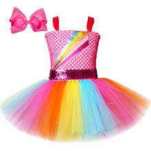 Платье-пачка с бантом Jojo Siwa, Радужное платье принцессы для девочек, тюлевые Детские платья-пачки для девочек, праздничный костюм на день рождения 2024 - купить недорого