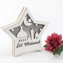 Diodo emissor de luz ramadan eid mubarak pentagrama decoração ornamento de madeira muçulmano islâmico eid usado para decoração de festa em casa 2024 - compre barato