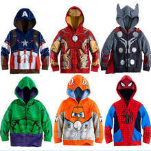 Одежда для мальчиков толстовки с капюшоном с изображением Мстителей Marvel супергерой Железный человек, Тора, Халка и Капитан Америка «Человек-паук», толстовка для мальчиков детская куртка с изображением персонажей мультфильмов, От 2 до 7 лет 2024 - купить недорого