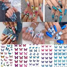 Morixi laser butterfly sticker for nail art decoration DIY 3D manicure gold riainbow laser foils self glue nail decals WG044 2024 - buy cheap