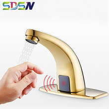 Смеситель для раковины SDSN, качественный латунный кран для ванной комнаты золотистого цвета, автоматический кран для ванной комнаты, золотой кран с одним холодным датчиком 2024 - купить недорого