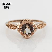 7mm Round Cut Natural Morganite Engagement Wedding Ring Solid 10k Rose Gold Women Classic Exquisite Ring 2024 - compre barato