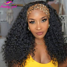 Water Wave Headband Wig 100% Human Hair Full Machine Made Brazilian Woman Scarf Wig No Gel Glueless Remy Curly Human Hair Wigs 2024 - buy cheap