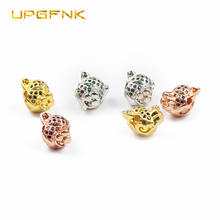 UPGFNK 2Pcs/lot Micro Pave Black Zircon Leopard head Copper beads Loose Spacer beads for Jewelry making bracelets DIY Findings 2024 - buy cheap