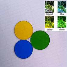 Filtros de microscópio de vidro amarelo verde azul de 32mm para acessórios de microscópio biológico 2024 - compre barato