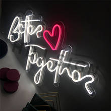 Better Together-Placas LED personalizadas, letrero de neón, decoración de pared para habitación, fiesta de boda, regalo creativo de San Valentín 2024 - compra barato