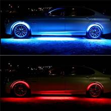 Fita de led colorida controle remoto sem fio, acessório automotivo para som do carro, luzes de neon 2024 - compre barato