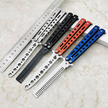 Stainless Steel Training Butterfly Comb Knife Comb Salon Hairdressing Styling Tool Colorful Butterfly Knifes Exercise Knife comb 2024 - buy cheap