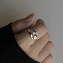 Silverology-Anillo de Plata de Ley 925 con forma de luna y estrella para mujer, sortija abierta, diseño creativo, elegante y brillante, estilo nórdico, joyería a la moda 2024 - compra barato