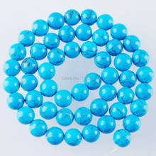 WOJIAER Blue Howlite Turquoises Gem Stone 8mm Round Spacer Loose Beads 15.5 inches Strand Jewelry PG3208 2024 - buy cheap