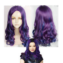 2020 mais novo descendentes 3 mal peruca cosplay bela princesa cabelo longo ondulado cabelo de halloween cabelo sintético cor roxa e azul 2024 - compre barato