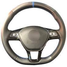 Carbon Fiber Leather Black Leather Car Steering Wheel Cover for Volkswagen VW Golf 7 Mk7 New Polo Jetta Passat B8 Tiguan Sharan 2024 - buy cheap