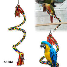 Braided Pet Parrot Chew Rope Budgie Bell Perch Coil Swing Bird Cage Conure Cockatiel Toy Pet Birds Training Accessories Favor 2024 - buy cheap
