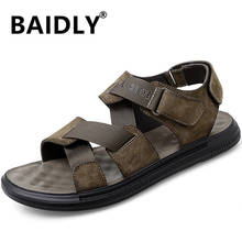 New Classic Summer Men's Sandals Outdoor Casual Shoes Man Sandals Genuine Leather Men Casual Shoes Flip Flops Men Slippers 2024 - buy cheap