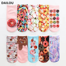 1 pair 3D Printed Socks High Quality  Kawaii Women Socks Tide Cute Funny Food Donuts Straight Pink Cotton Socks pop socket 2024 - buy cheap