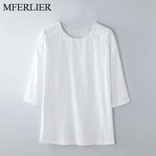 Summer Plus size men tshirt 5XL 6XL 7XL 8XL 9XL 10XL bust 157cm Loose cotton linen tshirt men 2 colors 2024 - buy cheap
