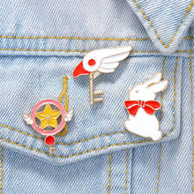 Japan and South Korea magic girl KINOMOTO SAKURA magic wand alloy brooch cartoon Butterfly White Rabbit oil dripping badges 2024 - buy cheap
