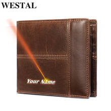 WESTAL Wallet male Genuine Leather Short Wallet men's Vintage Cow Leather Casual Man Wallets Purse Standard Card Holders 8064 2024 - buy cheap