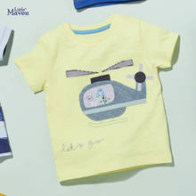 Crianças 2021 verão bebê menino topos crianças 2-7 anos roupas helicóptero imprimir marca casual algodão amarelo t camisa 51876 2024 - compre barato