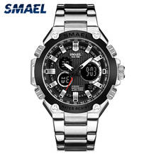 SMAEL 1363 Quartz Watches Men Top Brand Stainless Steel Band Clock Waterproof 30M Dual Display Chronograph Men Watch 2024 - buy cheap