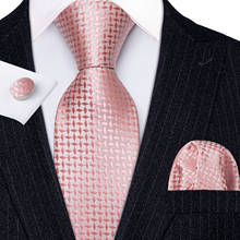 Laços de seda coral rosa 100%, moda masculina para casamento com lenços 2024 - compre barato