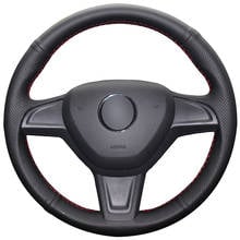 Black Synthetic Leather Car Steering Wheel Cover for Skoda Yeti 2014 2015 2016 Rapid 2015 2024 - buy cheap