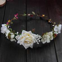 2022 New Women Wedding Flower Hair Garland Crown Headband Floral Rose Handmade Vacation 2020 trend 2024 - buy cheap