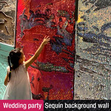 Fondo de lentejuelas 3D para fiesta de boda, pared, centro comercial, grafiti de lentejuelas a escala de pescado, tela bordada, red roja, pegatina de pared 2024 - compra barato