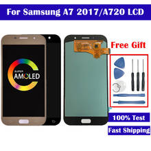 Супер AMOLED LCD для Samsung Galaxy A7 2017 A720 A720F SM-A720F ЖК-дисплей + сенсорный экран дигитайзер сборка бесплатная доставка 2024 - купить недорого